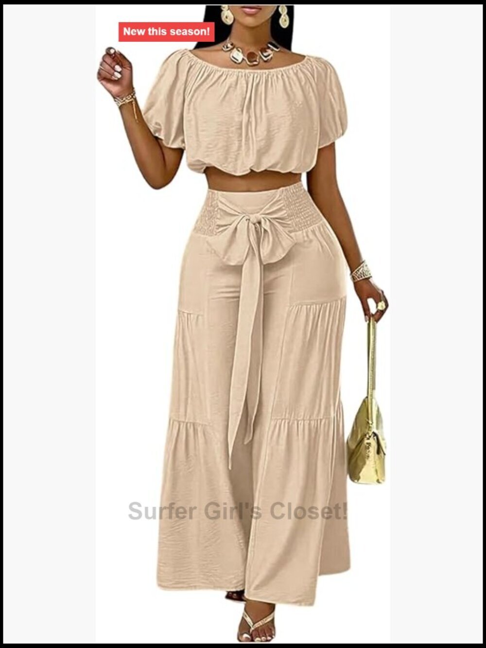 2 Piece Sets Off Shoulder Crop Top Knot Wide Leg Pants Set Summer Outfits